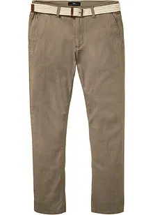 Regular Fit stretch-chinos med belte, Straight, bonprix