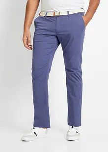 Regular Fit-chinos i materiale med stretch, komfortsnitt og belte, Straight, bonprix