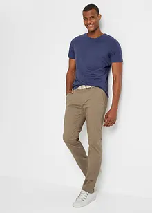 Regular Fit-chinos i materiale med stretch, komfortsnitt og belte, Straight, bonprix