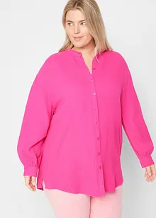 Oversized lang musselin-bluse av bomull med splitt i sidene, bonprix