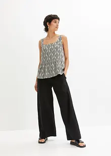 High Waist Marlene-bukse med lin og behagelig smock-linning, bonprix