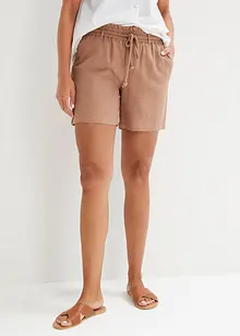 Paperbag-shorts i lin, bonprix