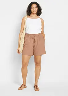 Paperbag-shorts i lin, bonprix