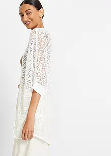 Lang cardigan med hullmønster, bonprix