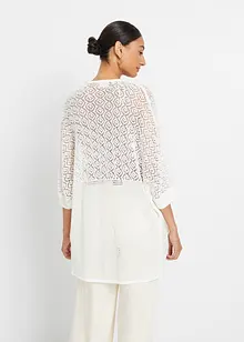 Lang cardigan med hullmønster, bonprix