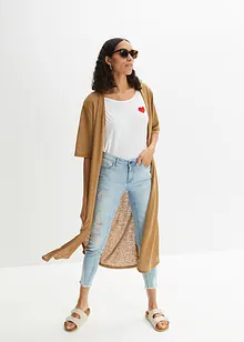 Lang cardigan med lin-look, bonprix