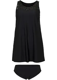 Lang tankini i hurtigtørkende materiale med blonder (2-delt sett), bonprix