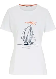 T-shirt i bomull, med print og splitt i sidene, bonprix