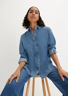 Oversized stretch-jeansbluse, bonprix