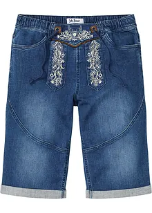 Stretch-jeansbermuda med broderi, Regular Fit, bonprix