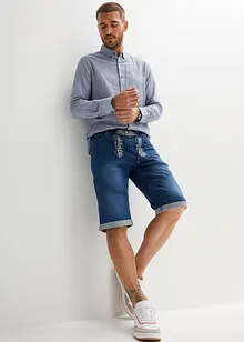 Stretch-jeansbermuda med broderi, Regular Fit, bonprix