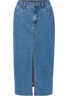 Langt jeansskjørt med plitt, av Positive Denim #1 Fabric, bonprix