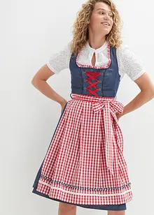 Dirndl med jeans-look og forkle, knelang (2-delt sett), bonprix