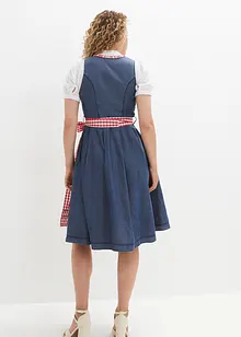 Dirndl med jeans-look og forkle, knelang (2-delt sett), bonprix