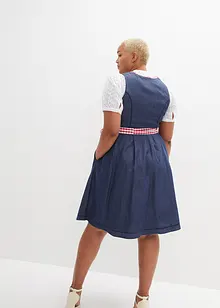 Dirndl med jeans-look og forkle, knelang (2-delt sett), bonprix