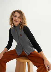 Fleece-vest  med kanter i kontrastfarge, bonprix