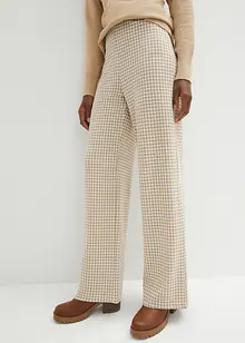 Stretchbukse med Houndstooth-mønster, Wide leg, bonprix