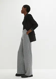 Stretchbukse med Houndstooth-mønster, Wide leg, bonprix