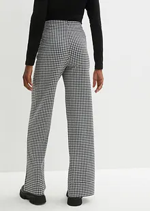 Stretchbukse med Houndstooth-mønster, Wide leg, bonprix