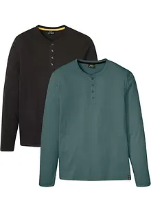 Henley-shirt med komfortsnitt (2-pack), bonprix