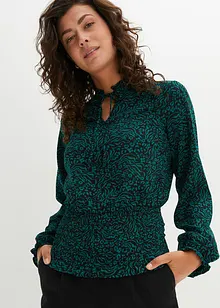 Bluse med smock-innfelling, bonprix