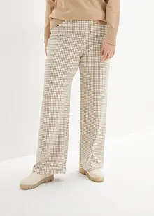 Stretchbukse med Houndstooth-mønster, Wide leg, bonprix