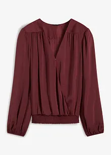 Satengbluse med omslag-look, bonprix