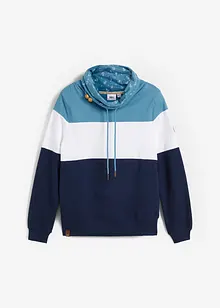 Sweatshirt i ren bomull med mønstret, høy hals, bonprix