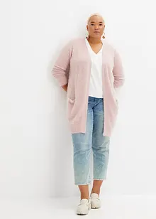 Lang strikkejakke med fluffy look, bonprix