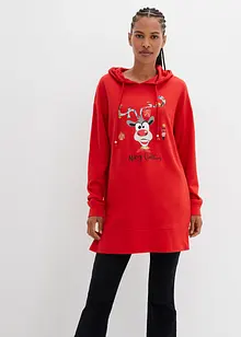 Lang sweatshirt med splitt i siden og hette, bonprix