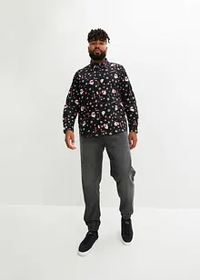 Langermet skjorte i 100% bomull med juleprint, Slim Fit, bonprix