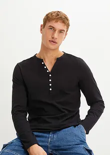 Langermet Henley-skjorte av økologisk bomull, Slim Fit, bonprix