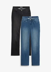 Straight jeans Mid Waist, 2-pack, bonprix