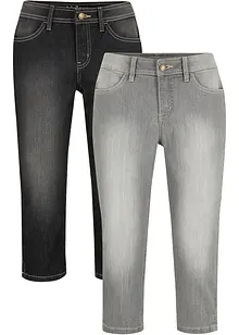 Komfort-capribukse i denim med stretch (2-pack), bonprix
