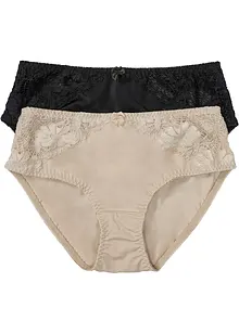 Høy truse med blonder (2-pack), bonprix