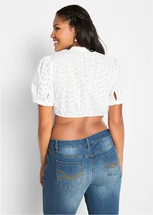 Tyrolerbluse med hullblonder, bonprix