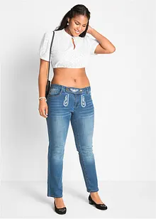 Tyrolerbluse med hullblonder, bonprix