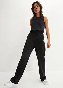 Ultrasoft trenings-jumpsuit av scuba, vide ben, hurtigtørkende, bonprix