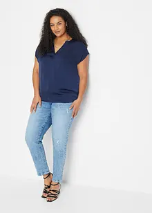 Kortermet satengbluse i ledig modell med lave skuldersømmer, bonprix