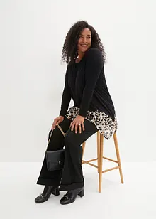 Trikotbluse i viskosemiks med chiffonkant i falden, bonprix