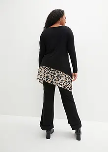 Trikotbluse i viskosemiks med chiffonkant i falden, bonprix