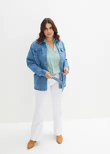 Cargo-jeansjakke med belte fremhever figuren og gir en individuell look, bonprix