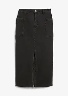 Jeansskjørt med splitt, midi, bonprix