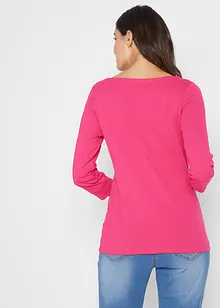 Ribbet stretch-topp med båthals, bonprix