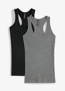 2-pack med ribbet singlet, bonprix