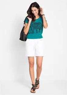 Kortermet topp av 100% økologisk bomull med stort print, bonprix