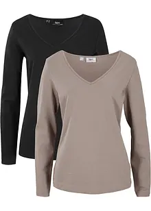 Langermet, figurnær topp (2-pack), bonprix