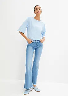 Stripet T-skjorte med raglanermer, rund hals, bonprix