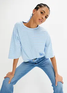 Stripet T-skjorte med raglanermer, rund hals, bonprix