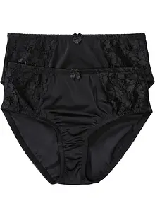 Truse med høy midje og nydelige blonder (2-pack), bonprix